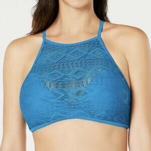 Hula Honey Diamond-Crochet High Neck Halter Top Size Large